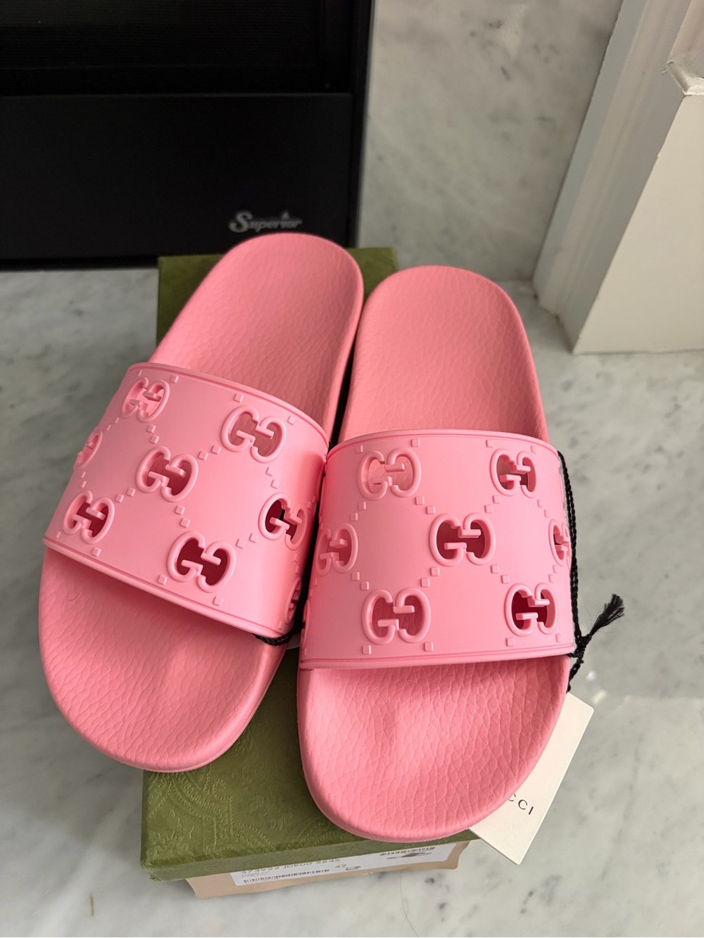 Gucci Pink Rubber Slides size 11/42